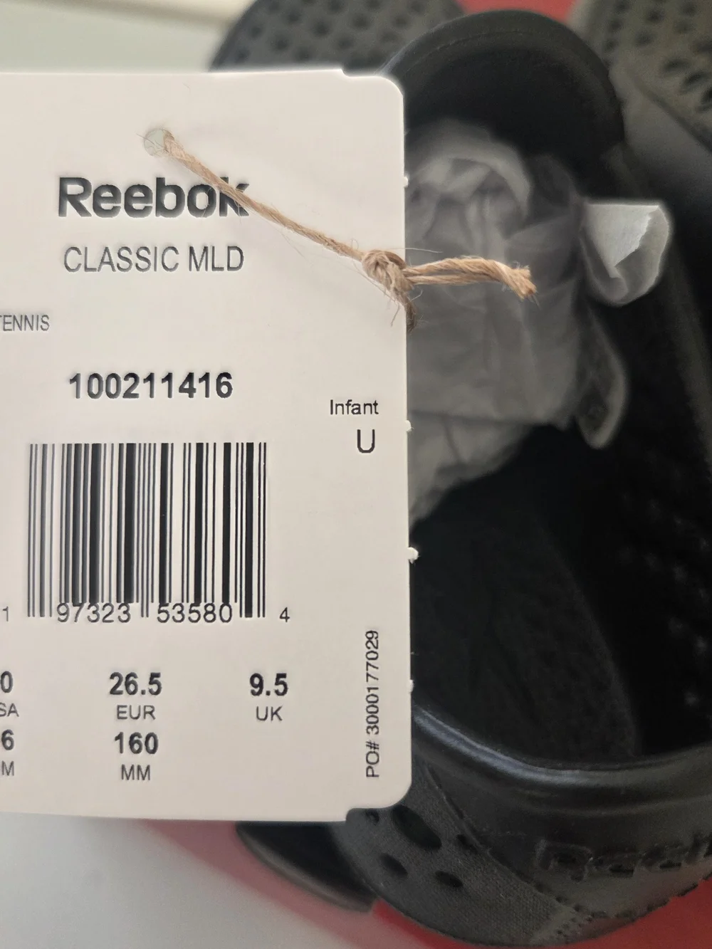 REEBOK Classic Mld Shoes Black Infants 10